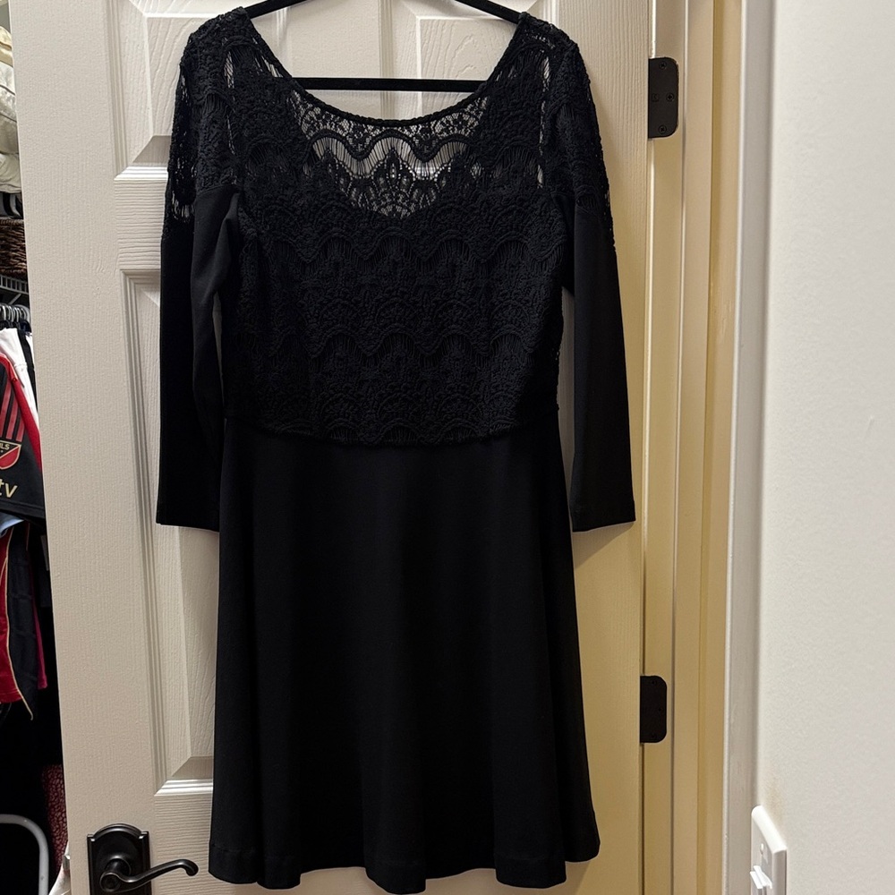 Lilly Pulitzer Remy Black Long Sleeve Dress with Lace Detailing